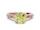 Rose gold Fancy Yellow Round  Solitaire Floral Milgrain Engagement Ring_31