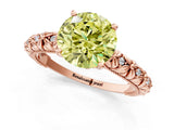 Rose gold Fancy Yellow Round  Solitaire Floral Milgrain Engagement Ring_32