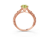 Rose gold Fancy Yellow Round  Solitaire Floral Milgrain Engagement Ring_34