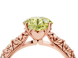 Rose gold Fancy Yellow Round  Solitaire Floral Milgrain Engagement Ring_35