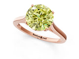 Rose gold Fancy Yellow Round  Solitaire Heart Prong Engagement Ring with Tapered Band_36