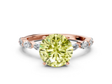 Rose gold Fancy Yellow Round  Solitaire Marquise Side Stone Prong Setting Ring