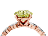 Rose gold Fancy Yellow Round  Solitaire Marquise Side Stone Prong Setting Ring_4