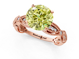 Rose gold Fancy Yellow Round  Solitaire Milgrain Diamond Engagement Ring with Bezel and Marquise Band_1