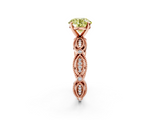 Rose gold Fancy Yellow Round  Solitaire Milgrain Diamond Engagement Ring with Bezel and Marquise Band_2