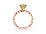 Rose gold Fancy Yellow Round  Solitaire Milgrain Diamond Engagement Ring with Bezel and Marquise Band_3