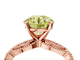 Rose gold Fancy Yellow Round  Solitaire Milgrain Diamond Engagement Ring with Bezel and Marquise Band_4