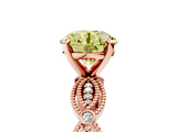Rose gold Fancy Yellow Round  Solitaire Milgrain Diamond Engagement Ring with Bezel and Marquise Band_5