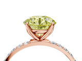 Rose gold Fancy Yellow Round  Solitaire Pavé Diamond Engagement Ring with Four-Prong Setting_4