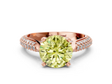 Rose gold Fancy Yellow Round  Solitaire Pavé Diamond Engagement Ring with Four-Prong Setting
