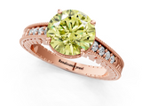 Rose gold Fancy Yellow Round  Solitaire Pavé Diamond Milgrain Engagement Ring with Four-Prong Setting_1