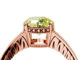 Rose gold Fancy Yellow Round  Solitaire Pavé Diamond Milgrain Engagement Ring with Four-Prong Setting_4
