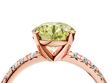 Rose gold Fancy Yellow Round  Solitaire Pave Diamond Engagement Ring with Four-Prong Setting_4