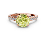 Rose gold Fancy Yellow Round  Solitaire Pave Diamond Engagement Ring with Prong Setting