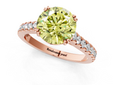 Rose gold Fancy Yellow Round  Solitaire Pave Diamond Engagement Ring with Prong Setting_1