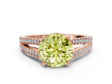 Rose gold Fancy Yellow Round  Solitaire Split Shank Pavé Diamond Engagement Ring