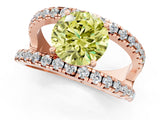 Rose gold Fancy Yellow Round  Solitaire Split Shank Pave Diamond Ring_49