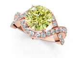 Rose gold Fancy Yellow Round  Solitaire Twist Band Pavé Diamond Engagement Ring_34