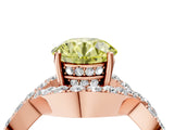 Rose gold Fancy Yellow Round  Solitaire Twist Band Pavé Diamond Engagement Ring_37
