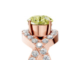 Rose gold Fancy Yellow Round  Solitaire Twist Band Pavé Diamond Engagement Ring_38