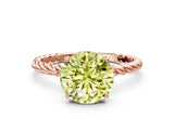 Rose gold Fancy Yellow Round  Solitaire Twist Band Ring with Four-Prong Setting_12