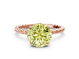 Rose gold Fancy Yellow Round  Solitaire Twist Band Ring with Four-Prong Setting_65