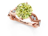 Rose gold Fancy Yellow Round  Solitaire Twist Band with Leaf Prong Setting 2