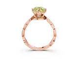 Rose gold Fancy Yellow Round  Solitaire Twist Band with Leaf Prong Setting 4
