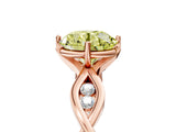 Rose gold Fancy Yellow Round  Solitaire Twist Band with Leaf Prong Setting