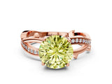 Rose gold Fancy Yellow Round  Solitaire Twist Band with Pavé Accents and Four-Prong Setting_21