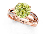 Rose gold Fancy Yellow Round  Solitaire Twist Band with Pavé Accents and Four-Prong Setting_22