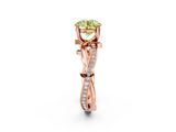 Rose gold Fancy Yellow Round  Solitaire Twist Band with Pavé Accents and Four-Prong Setting_23