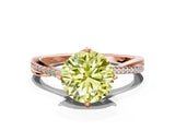 Rose gold Fancy Yellow Round  Solitaire Twist Band with Pavé Diamonds and Four-Prong Setting_45