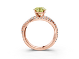 Rose gold Fancy Yellow Round  Solitaire Twist Band with Pavé Setting and Four-Prong Setting_3