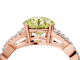 Rose gold Fancy Yellow Round  Solitaire Twist Band with Pavé Setting and Four-Prong Setting_4