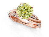 Rose gold Fancy Yellow Round  Solitaire Twist Band with Pave Prong Setting_1