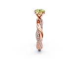 Rose gold Fancy Yellow Round  Solitaire Twist Band with Pave Prong Setting_2