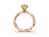 Rose gold Fancy Yellow Round  Solitaire Twist Band with Pave Prong Setting_3