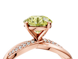 Rose gold Fancy Yellow Round  Solitaire Twist Band with Pave Prong Setting_4