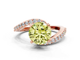 Rose gold Fancy Yellow Round  Solitaire Twist Band with Pave Set Diamonds and Four-Prong Setting