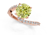 Rose gold Fancy Yellow Round  Solitaire Twist Band with Pave Set Diamonds and Four-Prong Setting_1