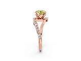 Rose gold Fancy Yellow Round  Solitaire Twist Band with Pave Set Diamonds and Four-Prong Setting_2