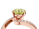 Rose gold Fancy Yellow Round  Solitaire Twist Band with Pave Set Diamonds and Four-Prong Setting_4