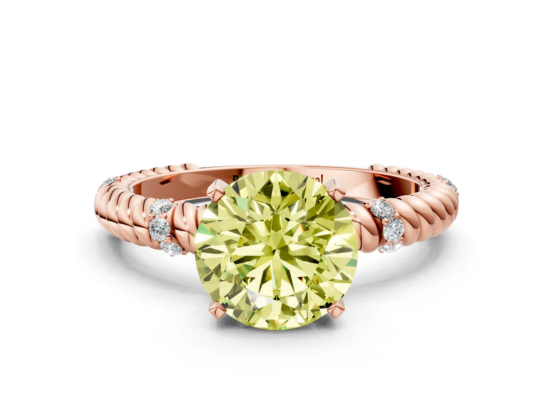 Rose gold Fancy Yellow Round  Solitaire Twisted Band Prong Set Engagement Ring_34