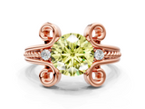 Rose gold Fancy Yellow Round  Solitaire Twisted Band Scroll Prong Ring_3