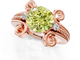 Rose gold Fancy Yellow Round  Solitaire Twisted Band Scroll Prong Ring_4