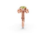 Rose gold Fancy Yellow Round  Solitaire Twisted Band Scroll Prong Ring_5