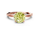 Rose gold Fancy Yellow Round  Solitaire Twisted Band with Bead Prong Setting_52