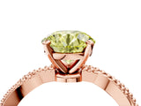 Rose gold Fancy Yellow Round  Solitaire Twisted Band with Bead Prong Setting_56
