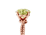 Rose gold Fancy Yellow Round  Solitaire Twisted Band with Bead Prong Setting_57
